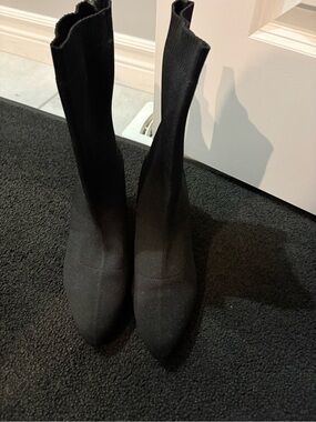 Black Stretch Knit Sock Boots